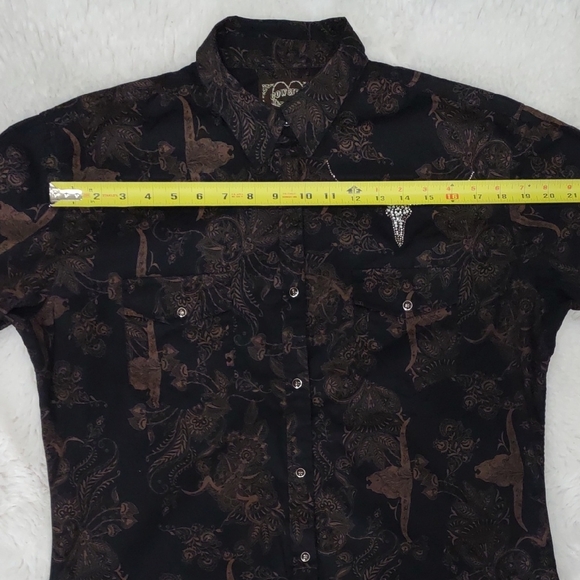 COWGIRL HARDWARE,Black and Brown Western Shirt, Size XL - Picture 13 of 17